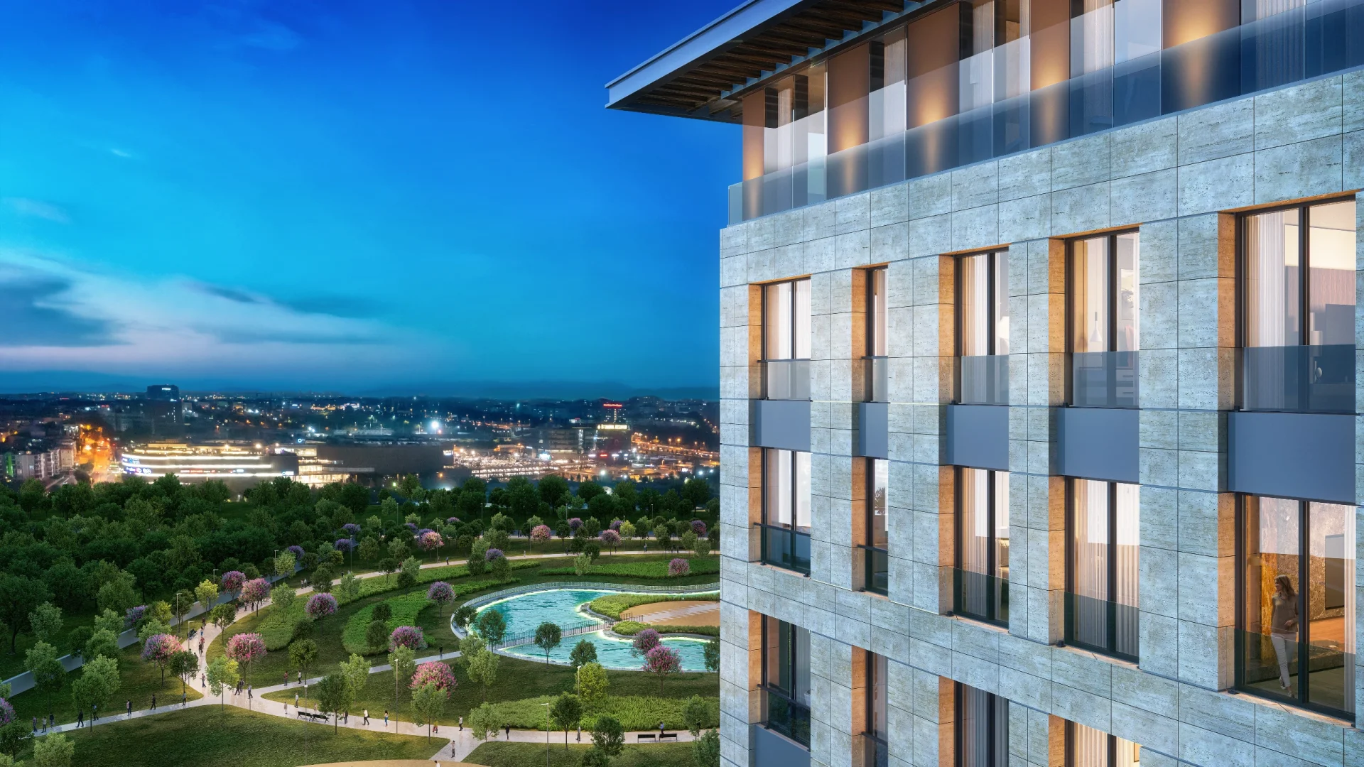 Современный комплекс в Зейтинбурну - night